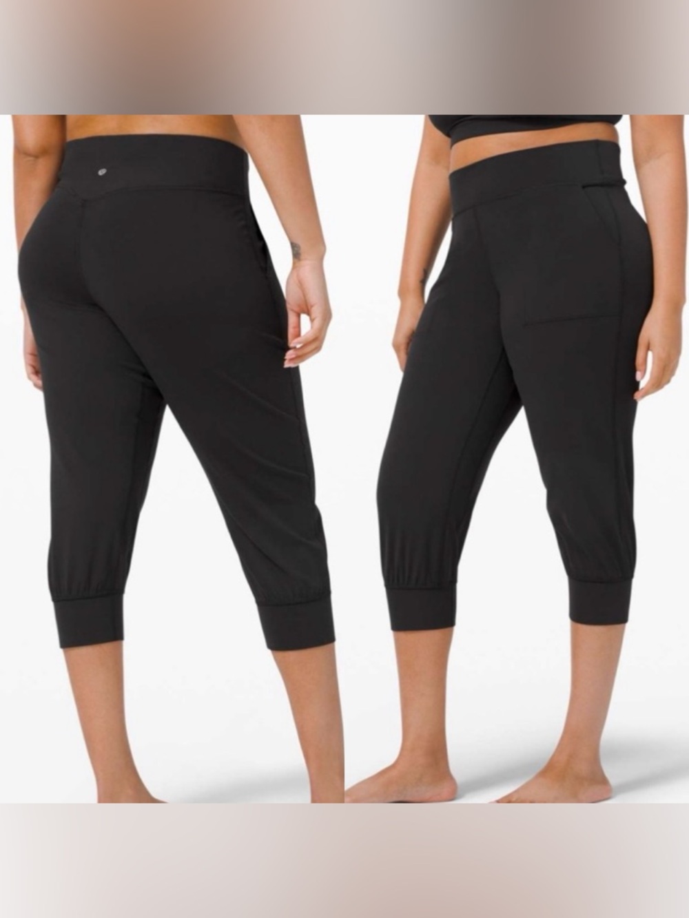 Lululemon black cropped jogger yoga leggings size 4